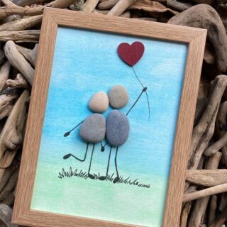 Romantic Couple Pebble Art Frame