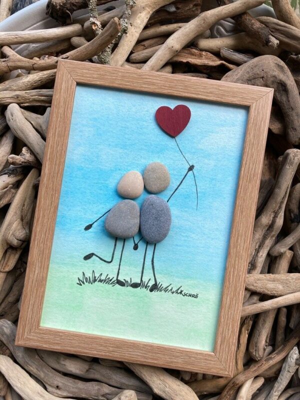 Romantic Couple Pebble Art Frame